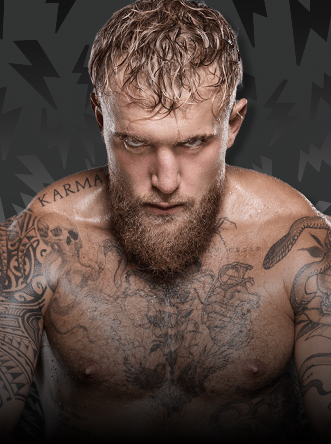 Man with tattoos on a dark background