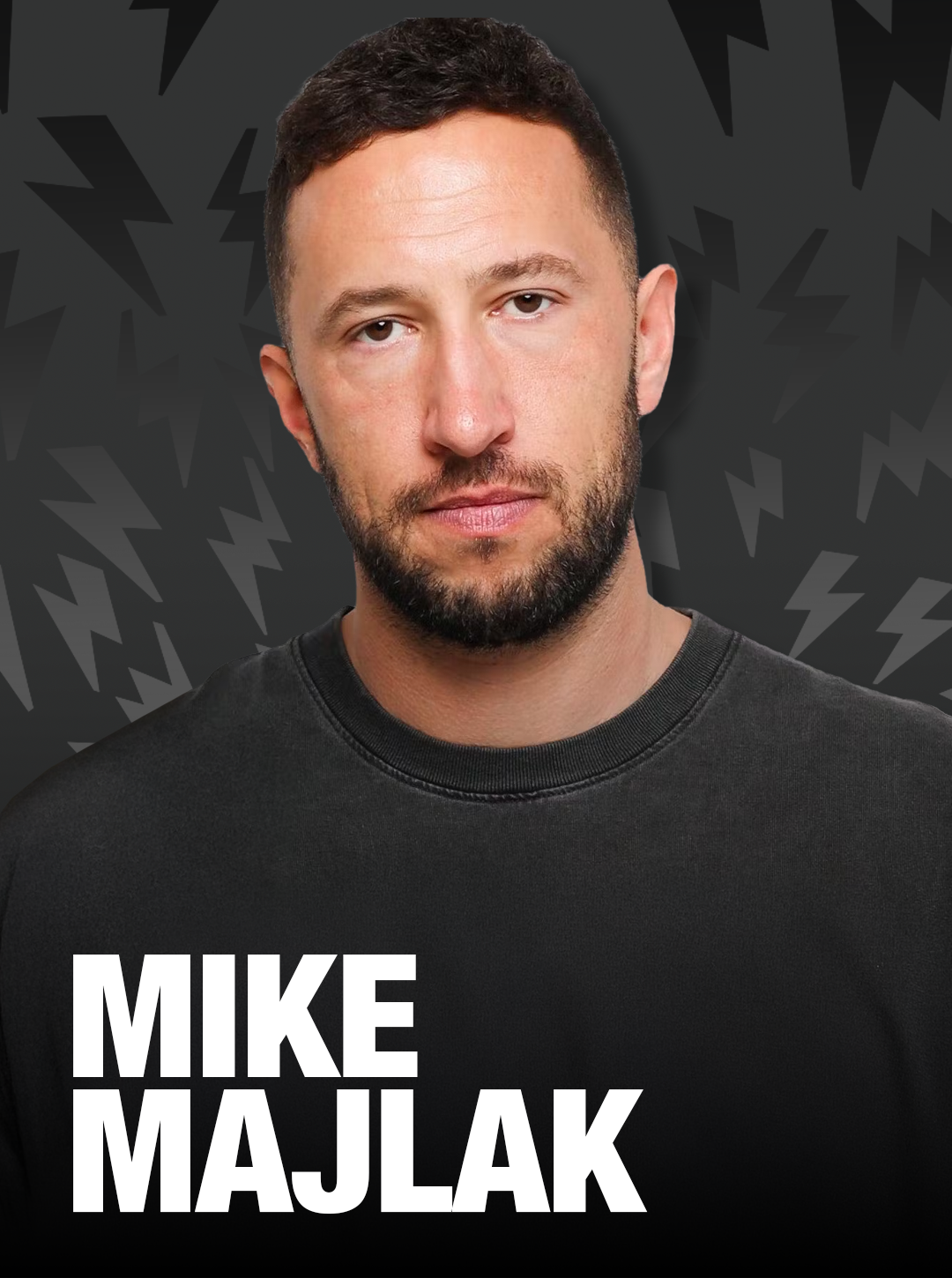 Mike Majlak black tshirt lightning bolt background