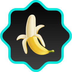 Banana with a black background and blue border